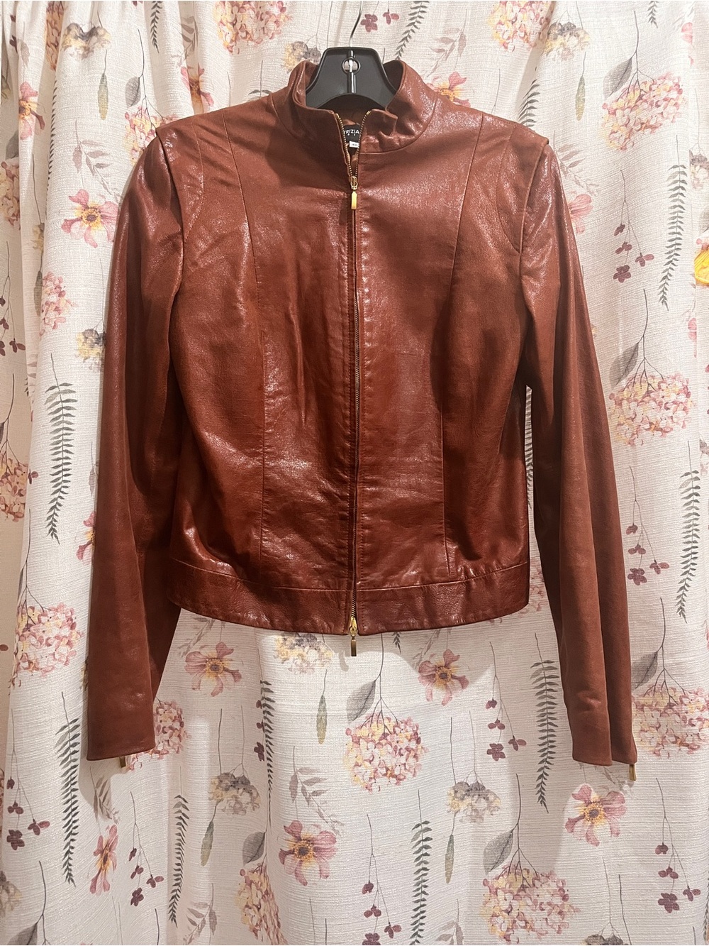 Patrizia Pepe Firenze Women's Brown Leather Zip Lined Short Jacket 42